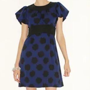 Diane von Furstenberg Navy and Black Polka Dot Dress 95% Silk Size 4